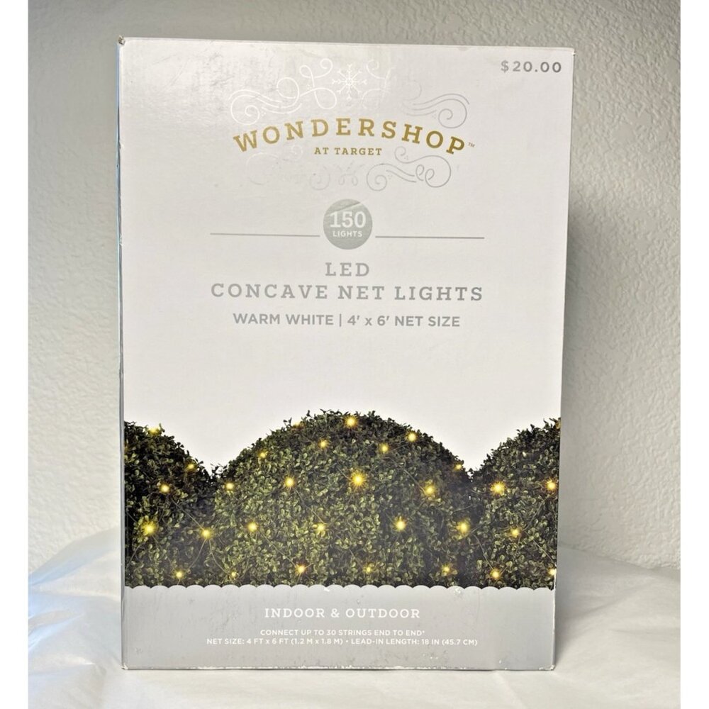 WONDERSHOP 4' x 6' 150 LED CONCAVE NET LIGHTS WARM WHITE INDOOR & OUTDOOR